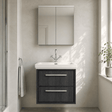 [BFIF2224A] Longnor 2 Drawer Wall Hung Vanity Unit with 1 Tap Hole Traditional Fireclay Basin, Choice of Size and Colour - Silo