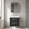 [BFIF2224B] Longnor 2 Drawer Wall Hung Vanity Unit with 3 Tap Hole Traditional Fireclay Basin - Choice of Size and Colour - Silo
