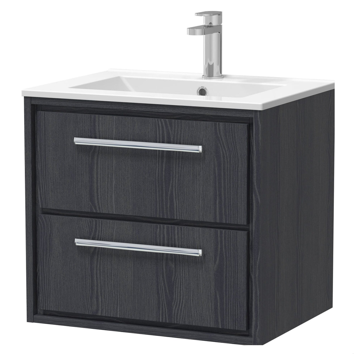 [BFIF2224C] Longnor 2 Drawer Wall Hung Vanity Unit with Minimalist Basin - Choice of Size and Colour - Cutout