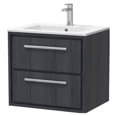 [BFIF2224C] Longnor 2 Drawer Wall Hung Vanity Unit with Minimalist Basin - Choice of Size and Colour - Cutout