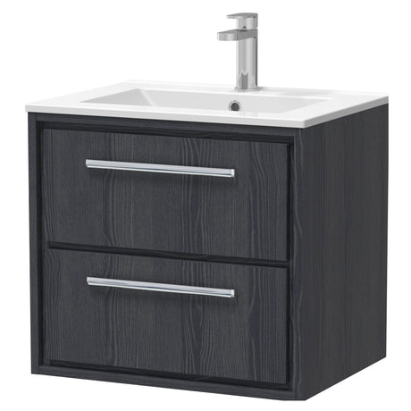 [BFIF2224C] Longnor 2 Drawer Wall Hung Vanity Unit with Minimalist Basin - Choice of Size and Colour - Cutout