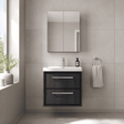[BFIF2224E] Contemporary Longnor 2 Drawer Wall Hung Vanity Unit with 1 Tap Hole Thin Edge Basin, Choice of Size and Colour - Silo