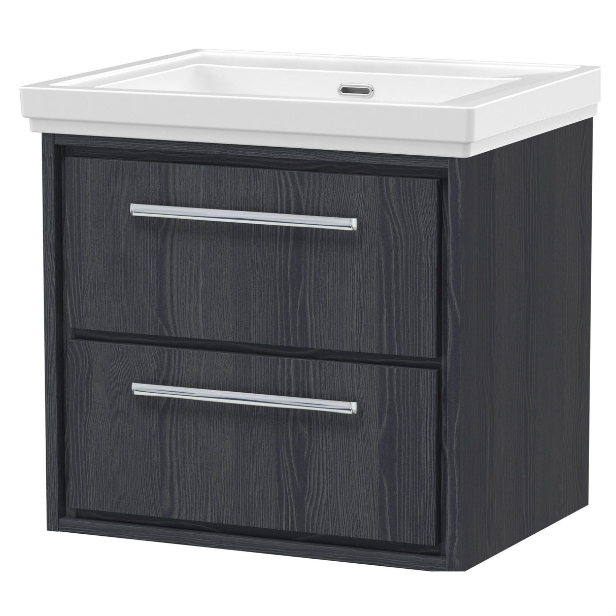 [BFIF2224H] Longnor 2 Drawer Wall Hung Vanity Unit with No Tap Hole Traditional Fireclay Basin - Choice of Size and Colour - Cutout