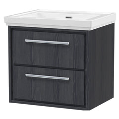 [BFIF2224H] Longnor 2 Drawer Wall Hung Vanity Unit with No Tap Hole Traditional Fireclay Basin - Choice of Size and Colour - Cutout