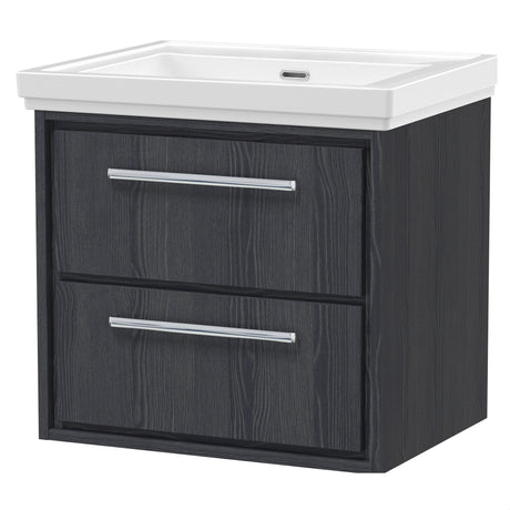 [BFIF2224H] Longnor 2 Drawer Wall Hung Vanity Unit with No Tap Hole Traditional Fireclay Basin - Choice of Size and Colour - Cutout