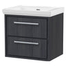 [BFIF2224H] Longnor 2 Drawer Wall Hung Vanity Unit with No Tap Hole Traditional Fireclay Basin - Choice of Size and Colour - Cutout