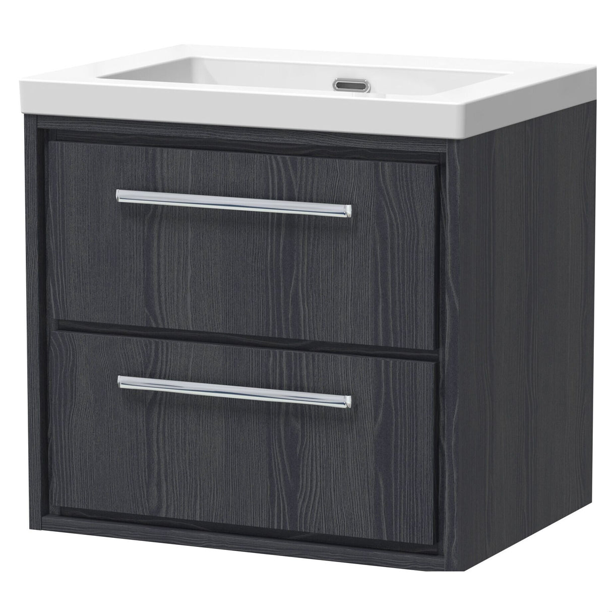 [BFIF2224K] Longnor 2 Drawer Wall Hung Vanity Unit with No Tap Hole Modern Fireclay Basin - Choice of Size and Colour - Cutout