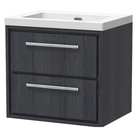 [BFIF2224K] Longnor 2 Drawer Wall Hung Vanity Unit with No Tap Hole Modern Fireclay Basin - Choice of Size and Colour - Cutout