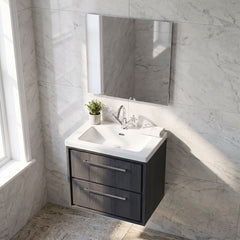 [BFIF2224L] Longnor 2 Drawer Wall Hung Vanity Unit with Modern Fireclay Basin - Choice of Size and Colour