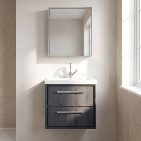 [BFIF2224L] Longnor 2 Drawer Wall Hung Vanity Unit with Modern Fireclay Basin - Choice of Size and Colour - Silo