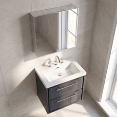 [BFIF2224M] Longnor 2 Drawer Wall Hung Vanity Unit with 3 Tap Hole Modern Fireclay Basin - Choice of Size and Colour