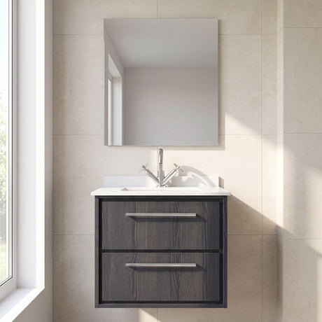 [BFIF2224WS1] Longnor 2 Drawer Wall Hung Vanity Unit with Square Basin and Marble Worktop - Choice of Size and Colour - Silo