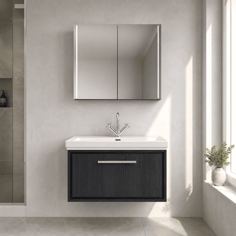 [BFIF2225A] Longnor 1 Drawer Wall Hung Vanity Unit with Traditional Fireclay Basin - Choice of Size and Colour - Silo