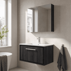 [BFIF2225C] Longnor 1 Drawer Wall Hung Vanity Unit with Minimalist Basin - Choice of Size and Colour