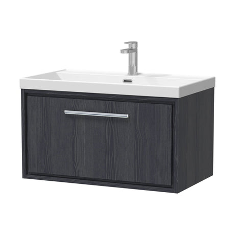 [BFIF2225E] Longnor 1 Drawer Wall Hung Vanity Unit with 1 Tap Hole Thin Edge Basin, Woodgrain Graphite Grey, 800mm - Cutout