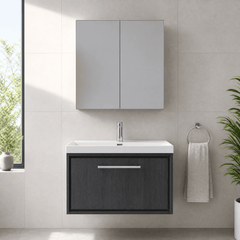 [BFIF2225E] Longnor 1 Drawer Wall Hung Vanity Unit with Thin Edge Basin - Choice of Size and Colour