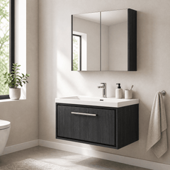 [BFIF2225E] Longnor 1 Drawer Wall Hung Vanity Unit with Thin Edge Basin - Choice of Size and Colour
