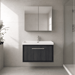 [BFIF2225E] Longnor 1 Drawer Wall Hung Vanity Unit with Thin Edge Basin - Choice of Size and Colour - Silo