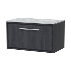 [BFIF2225GMT] Longnor 1 Drawer Wall Hung Vanity Unit with Grey Marble Worktop, Woodgrain Graphite Grey, 800mm - Cutout