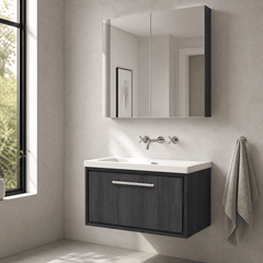 [BFIF2225K] Longnor 1 Drawer Wall Hung Vanity Unit with No Tap Hole Modern Fireclay Basin - Choice of Size and Colour