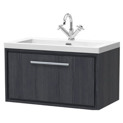 [BFIF2225L] Longnor 1 Drawer Wall Hung Vanity Unit with Modern Fireclay Basin - Choice of Size and Colour - Cutout