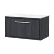 [BFIF2225WMT] Longnor 1 Drawer Wall Hung Vanity Unit with White Marble Worktop, Woodgrain Graphite Grey, 800mm - Cutout