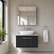 [BFIF2225WMT] Longnor 1 Drawer Wall Hung Vanity Unit with White Marble Worktop - Choice of Size and Colour - Silo
