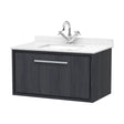 [BFIF2225WS1] Longnor 1 Drawer Wall Hung Vanity Unit with Square Basin and Marble Worktop, Woodgrain Graphite Grey, 800mm - Cutout