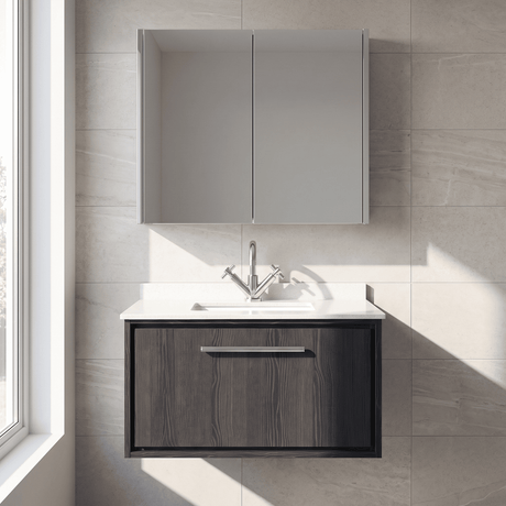[BFIF2225WS1] Longnor 1 Drawer Wall Hung Vanity Unit with Square Basin and Marble Worktop - Choice of Size and Colour - Silo