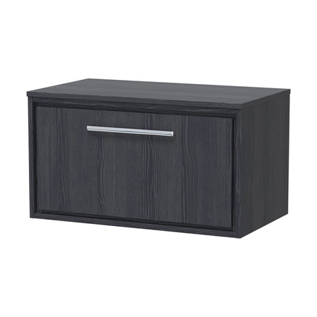 [BFIF2225W] Longnor 1 Drawer Wall Hung Vanity Unit with Worktop, Woodgrain Graphite Grey, 800mm - Cutout