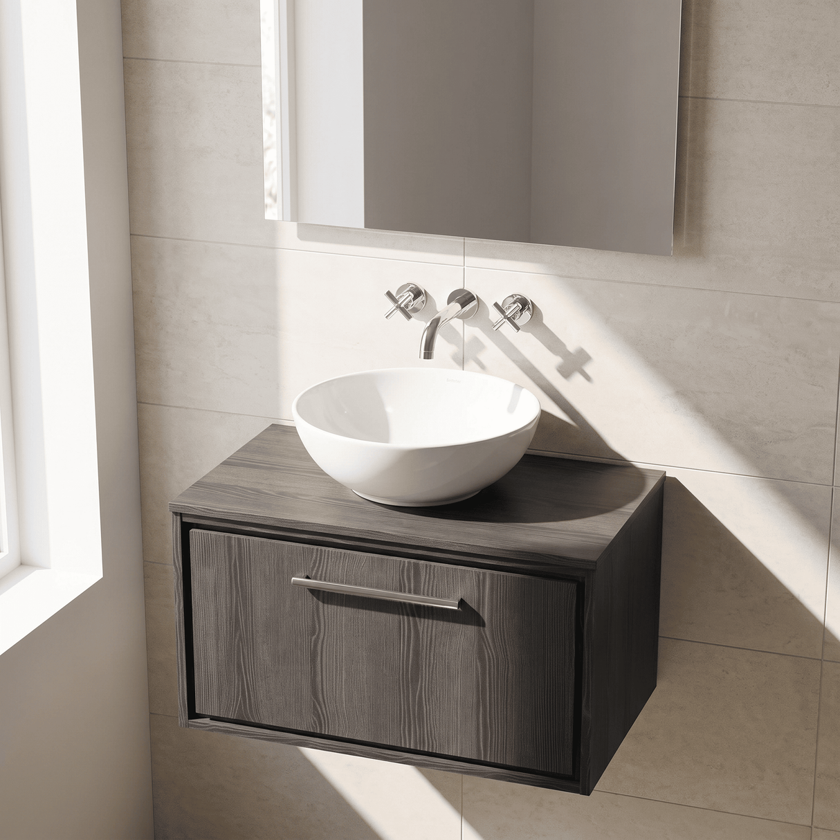 [BFIF2225W] Longnor 1 Drawer Wall Hung Vanity Unit with Worktop - Choice of Size and Colour