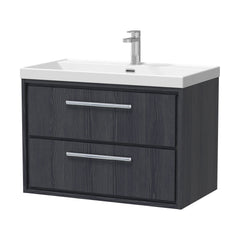 [BFIF2226E] Contemporary Longnor 2 Drawer Wall Hung Vanity Unit with 1 Tap Hole Thin Edge Basin, Choice of Size and Colour - Cutout