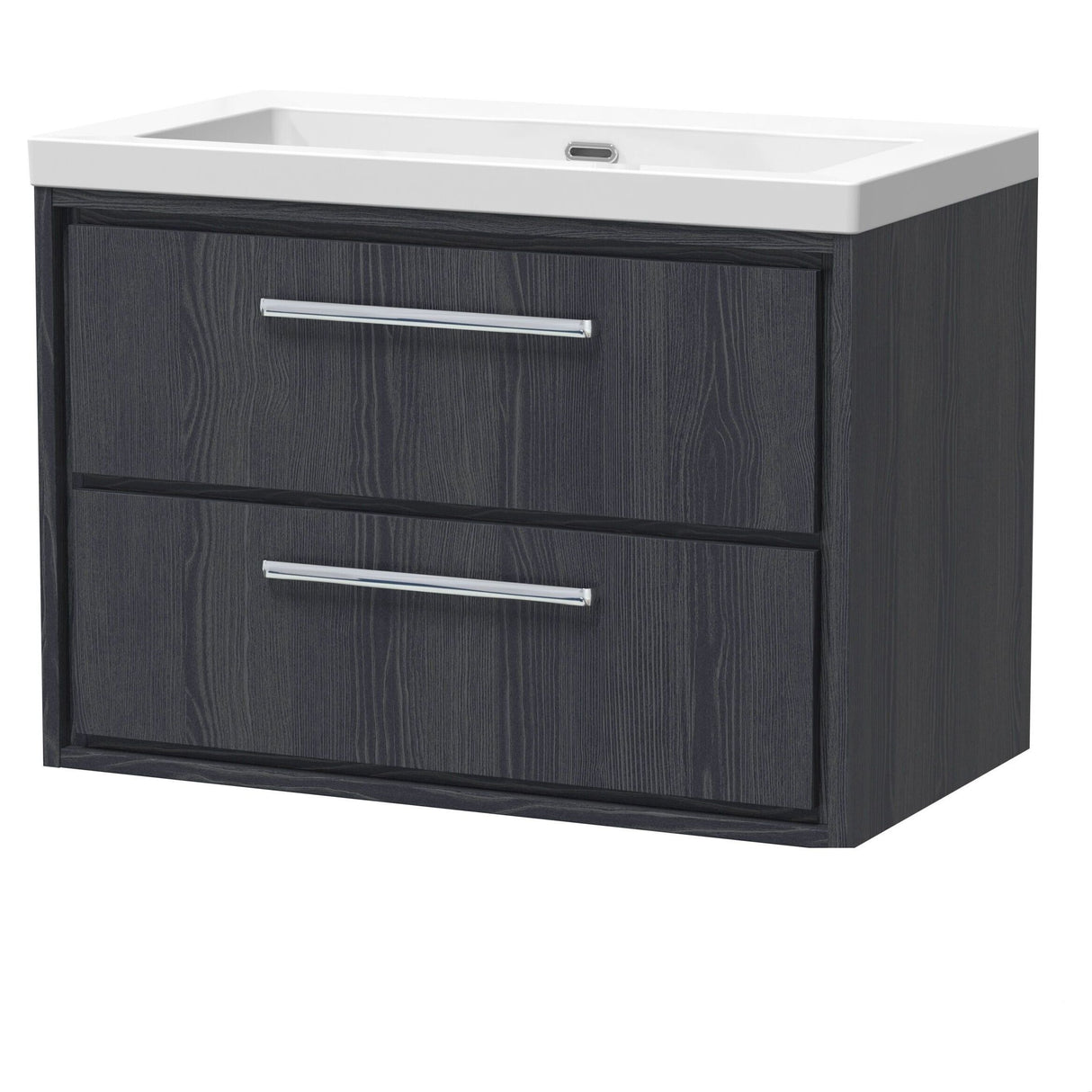 [BFIF2226K] Longnor 2 Drawer Wall Hung Vanity Unit with No Tap Hole Modern Fireclay Basin - Choice of Size and Colour - Cutout