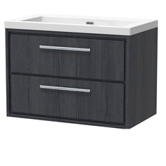 [BFIF2226K] Longnor 2 Drawer Wall Hung Vanity Unit with No Tap Hole Modern Fireclay Basin - Choice of Size and Colour - Cutout