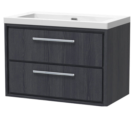[BFIF2226K] Longnor 2 Drawer Wall Hung Vanity Unit with No Tap Hole Modern Fireclay Basin - Choice of Size and Colour - Cutout