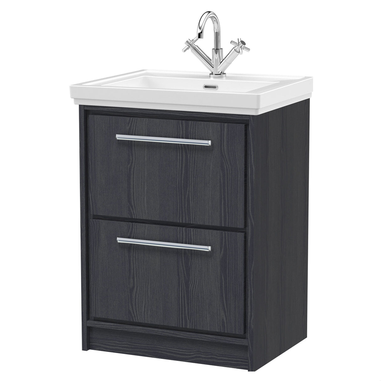 [BFIF2233A] Longnor 2 Drawer Floor Standing Vanity Unit with Traditional Fireclay Basin - Choice of Size and Colour - Cutout