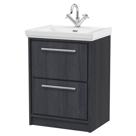 [BFIF2233A] Longnor 2 Drawer Floor Standing Vanity Unit with Traditional Fireclay Basin - Choice of Size and Colour - Cutout