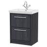 [BFIF2233A] Longnor 2 Drawer Floor Standing Vanity Unit with Traditional Fireclay Basin - Choice of Size and Colour - Cutout
