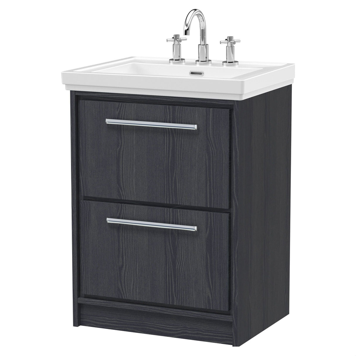[BFIF2233B] Longnor 2 Drawer Floor Standing Vanity Unit with 3 Tap Hole Traditional Fireclay Basin - Choice of Size and Colour - Cutout