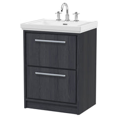 [BFIF2233B] Longnor 2 Drawer Floor Standing Vanity Unit with 3 Tap Hole Traditional Fireclay Basin - Choice of Size and Colour - Cutout