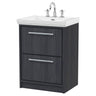 [BFIF2233B] Longnor 2 Drawer Floor Standing Vanity Unit with 3 Tap Hole Traditional Fireclay Basin - Choice of Size and Colour - Cutout