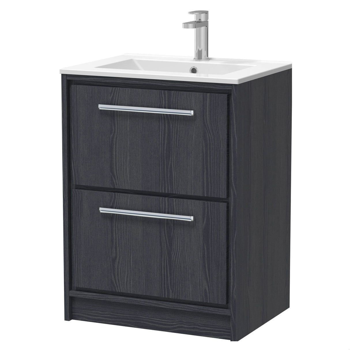 [BFIF2233C] Longnor 2 Drawer Floor Standing Vanity Unit with Minimalist Basin - Choice of Size and Colour - Cutout