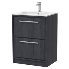 [BFIF2233C] Longnor 2 Drawer Floor Standing Vanity Unit with Minimalist Basin - Choice of Size and Colour - Cutout