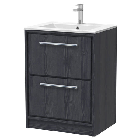 [BFIF2233C] Longnor 2 Drawer Floor Standing Vanity Unit with Minimalist Basin - Choice of Size and Colour - Cutout