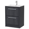 [BFIF2233C] Longnor 2 Drawer Floor Standing Vanity Unit with Minimalist Basin - Choice of Size and Colour - Cutout