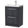 [BFIF2233E] Longnor 2 Drawer Floor Standing Vanity Unit with Thin Edge Basin - Choice of Size and Colour - Cutout