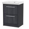 [BFIF2233H] Longnor 2 Drawer Floor Standing Vanity Unit with No Tap Hole Traditional Fireclay Basin - Choice of Size and Colour - Cutout