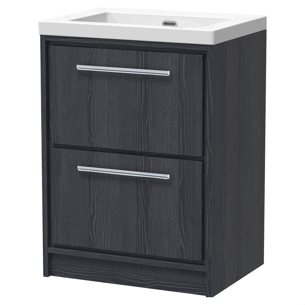 [BFIF2233K] Longnor 2 Drawer Floor Standing Vanity Unit with No Tap Hole Modern Fireclay Basin - Choice of Size and Colour - Cutout
