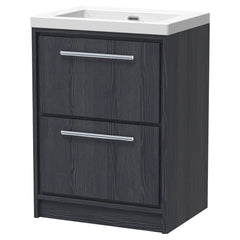 [BFIF2233K] Longnor 2 Drawer Floor Standing Vanity Unit with No Tap Hole Modern Fireclay Basin - Choice of Size and Colour - Cutout