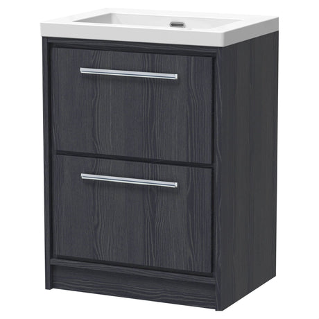 [BFIF2233K] Longnor 2 Drawer Floor Standing Vanity Unit with No Tap Hole Modern Fireclay Basin - Choice of Size and Colour - Cutout
